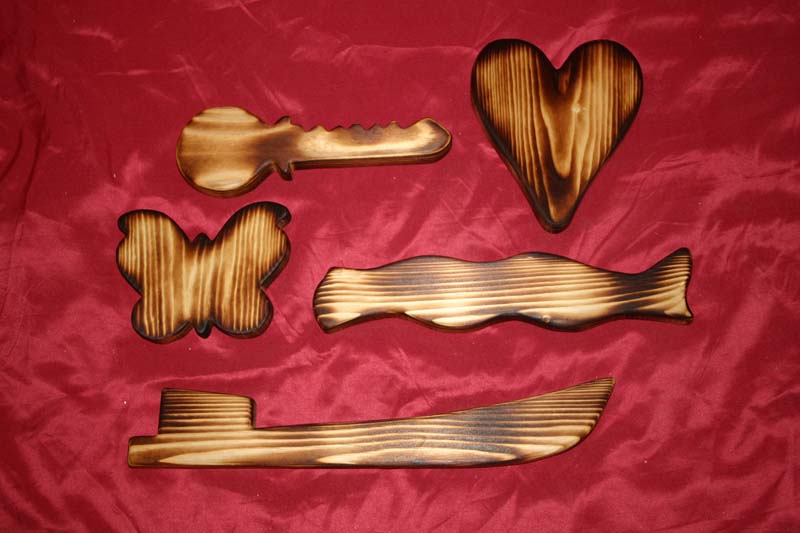 Range of  finished blanks - canal boat, heart, wave